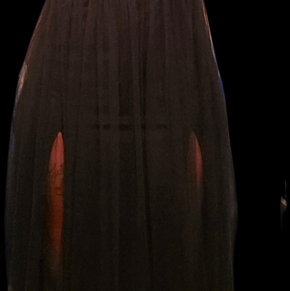 Blashe Long Black Dress with Sequin Top Sheer Bottom - Picture 3 of 13